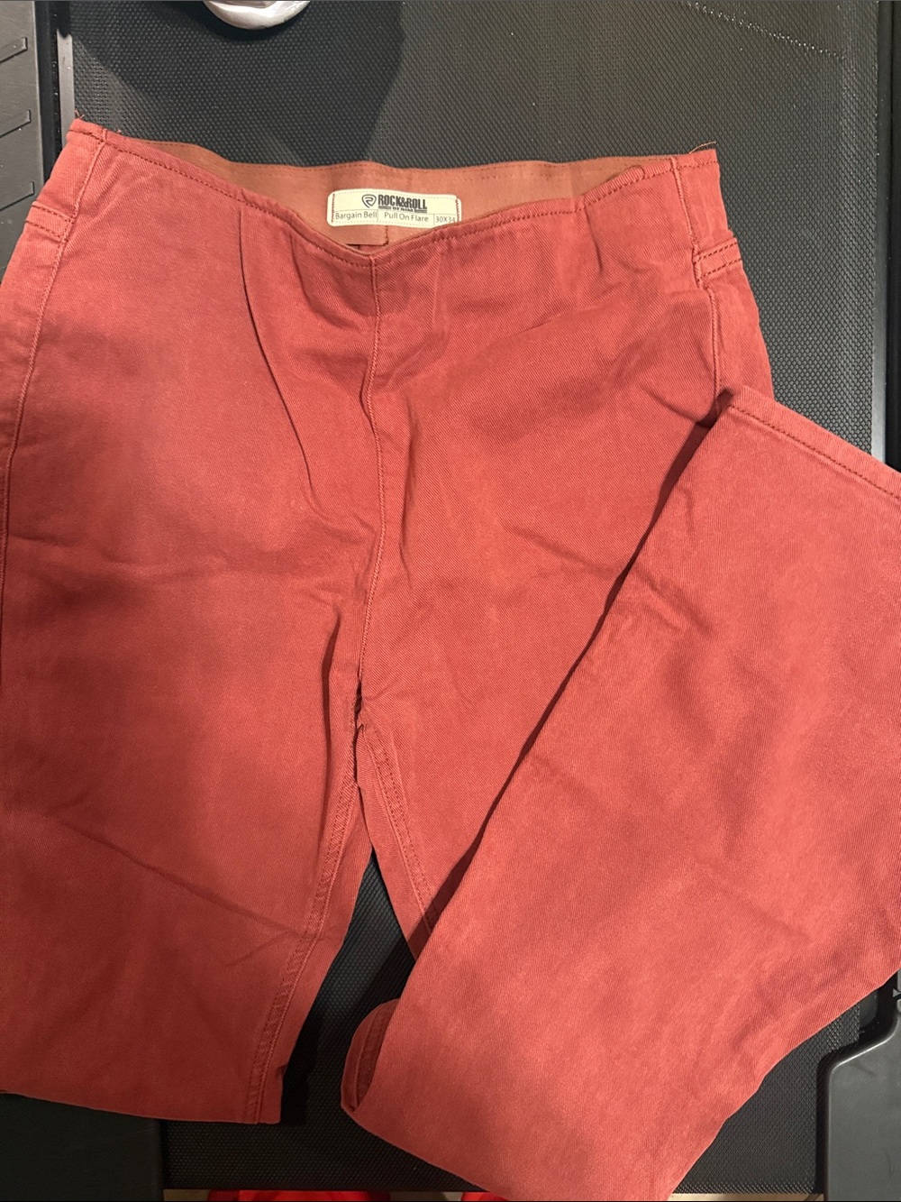 Rock & Roll Denim Women's Boot Cut Pants in Rust Red